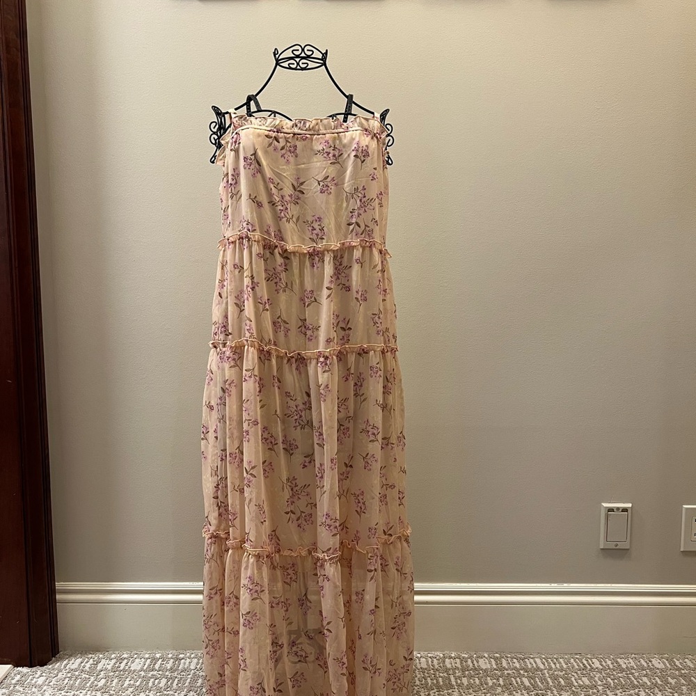 June and Hudson Floral Pink Maxi Dress